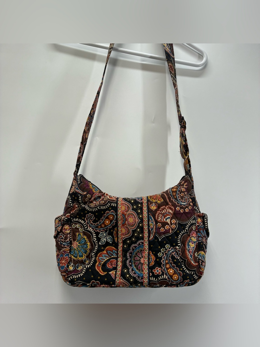 Vintage Vera Bradley Kensington Purse Shoulder Bag Floral Quilted Paisley Brown